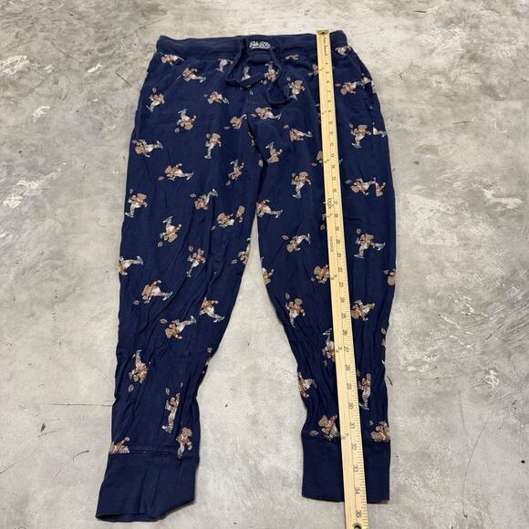 Polo Ralph Lauren Sleepwear Mens M Blue Football Bear Print Pajama Lounge Pants - Picture 2 of 7